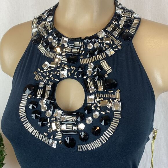 Ed Hardy Black Rhinestone Halter Sleeveless Mini Dress NEW S - Picture 4 of 9